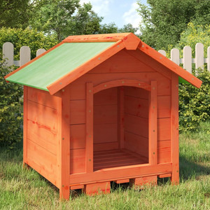 Dog Kennel Brown 25.6"x25.6"x24.2" Solid Wood Pine A949-172273