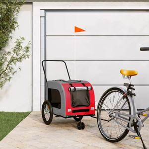 Pet Bike Trailer Red and Gray Oxford Fabric and Iron A949-93852