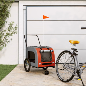 Pet Bike Trailer Orange and Gray Oxford Fabric and Iron A949-93851