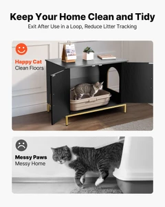Cat Litter Box Enclosure Furniture, 27.6 in Hidden Litter Box Cabinet with Metal Legs & Handle, Mod E415-JSJJMSPWQ2763CC4L001V0