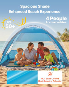 Beach Tent Sun Shelter for 4 Person, UPF 50+ Protection, Portable Sun Shade Canopy with Carrying Ba E415-BXSHTZPDBJC4MORNX001V0