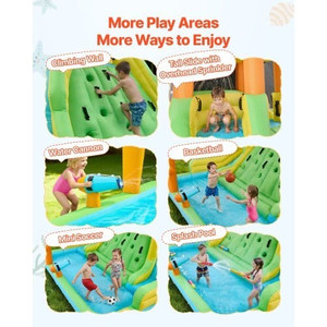 Inflatable Bounce House, 13.3 x 11.4 x 8.4 ft Inflatable Bounce House Water Slide, Bouncer Castle w E415-CQCBKWSLXSCSP3PHM001V1