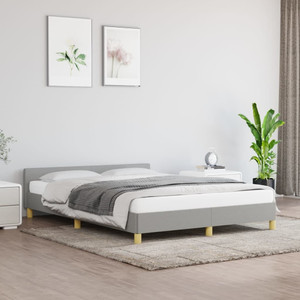  Bed Frame without Mattress Light Gray Queen Fabric A949-347456
