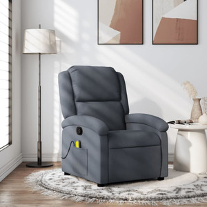  Massage Recliner Chair Dark Gray Velvet A949-371809