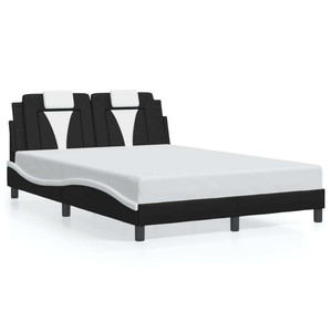  Bed Frame "Viana" without Mattress Black and White 53.9"x74.8" Faux Leather A949-3208132