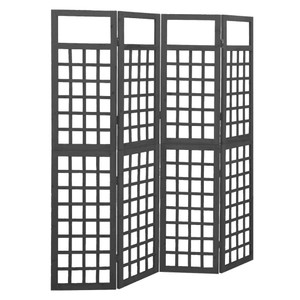  4-Panel Room Divider/Trellis Solid Fir Wood Black 63.4"x70.9 A949-316483