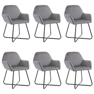  Dining Chairs 6 pcs Gray Velvet A949-277010