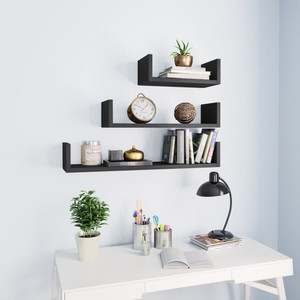  Wall Display Shelf 3 pcs Gray Engineered Wood A949-800200