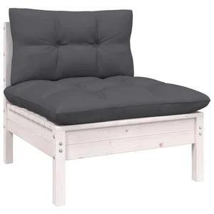  Patio Middle Sofa with Cushions White Solid Pinewood A949-806635