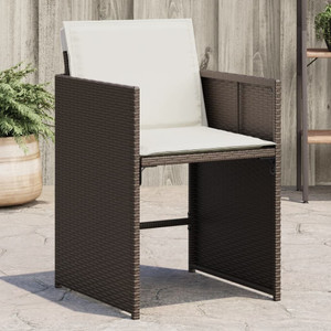  Patio Chairs with Cushions 4 pcs Brown Poly Rattan A949-4007458