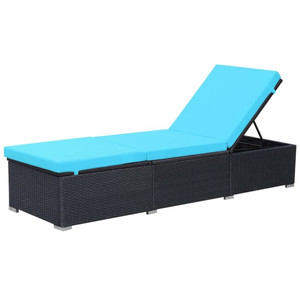  Sun Lounger with Cushion Poly Rattan Black A949-44406