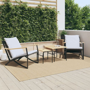  4 Piece Balcony Furniture Set with Cushions Black Steel A949-4009305
