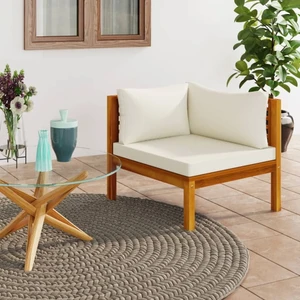  Sectional Corner Sofa with Cream White Cushion Acacia Wood A949-316287