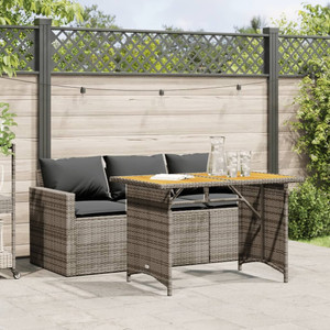  2 Piece Patio Dining Set with Cushions Gray Poly Rattan A949-366337