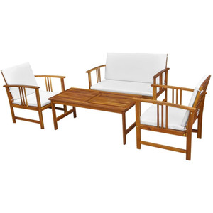  4 Piece Patio Lounge Set with Cushions Solid Acacia Wood A949-41805
