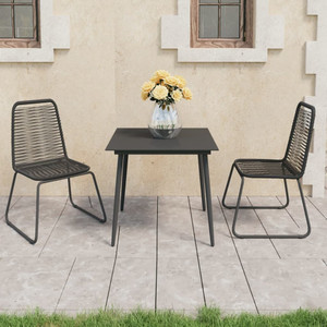  3 Piece Patio Dining Set PVC Rattan Black A949-3060112