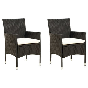  Patio Chairs with Cushions 2 pcs Poly Rattan Black A949-316680