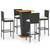 5 Piece Patio Bar Set with Cushions Poly Rattan Black A949-3064858