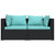 Patio Loveseat with Cushions Black Poly Rattan A949-317531