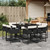 9 Piece Patio Dining Set with Cushions Black Poly Rattan A949-3278141