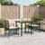 3 Piece Patio Dining Set with Cushions Black Poly Rattan A949-3213603
