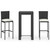 3 Piece Patio Bar Set with Cushions Poly Rattan Black A949-3064792