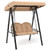 2-Person Outdoor Porch Swing with A-Shaped Metal Stand and Adjustable Canopy-Brown B593-NP12258