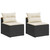  Patio Sofas Armless with Cushions 2 pcs Black Poly Rattan A949-365832