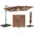 10 FT Cantilever Patio Umbrella with 32 Solar LED Lights and 220 LBS Base-Beige B593-NP13285+NP12183