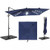 10 FT Cantilever Patio Umbrella with 32 Solar LED Lights and 220 LBS Base-Beige B593-NP13285+NP12183
