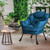 Modern Cushioned Accent Chair with Side Pocket in Navy Blue Upholstered Fabric Q280-CONV1081