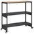 Bar Cart 3-Tier Black Poly Rattan and Solid Wood Acacia A949-368723