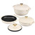 Cream 6-Piece Non-Stick Cast Iron Cookware Set - Skillet Grill Pan Dutch Oven Q280-VANBC501993
