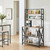 Modern Black Metal Grey Wood Bakers Rack Microwave Stand Kitchen Shelving Unit Q280-YGBRSK892136257