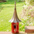 Outdoor Red Metal Bird House with Vintage Bronze Phonograph Style Roof Q280-RBPOGH69158732