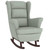  Rocking Chair Wingback Light Grey Velvet and Solid Wood A949-329363