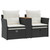  Patio Sofa 2-Seater with Stools Black Poly Rattan A949-365803