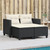  Patio Sofa 2-Seater with Stools Black Poly Rattan A949-365790