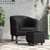 Tub Chair with Footstool Black Faux Leather A949-356491