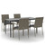  5 Piece Patio Dining Set with Cushions Black and Gray Poly Rattan A949-3185128