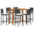 7 Piece Patio Bar Set Black Solid Wood Acacia and Poly Rattan A949-3295280