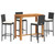  5 Piece Patio Bar Set Black Solid Wood Acacia and Poly Rattan A949-3295278