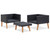  3 Piece Patio Lounge Set with Cushions Poly Rattan Black A949-310218