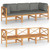  3-Seater Patio Sofa with Gray Cushions Solid Teak Wood A949-3087209