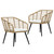  Patio Chairs with Cushions 2 pcs Poly Rattan Oak A949-48576