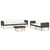  3 Piece Patio Lounge Set with Cushions Poly Rattan Black A949-3059337