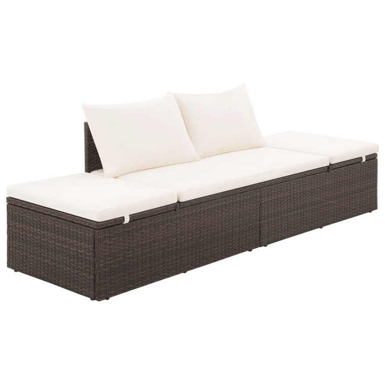 Patio Bed Brown 76.8"x23.6" Poly Rattan A949-43954