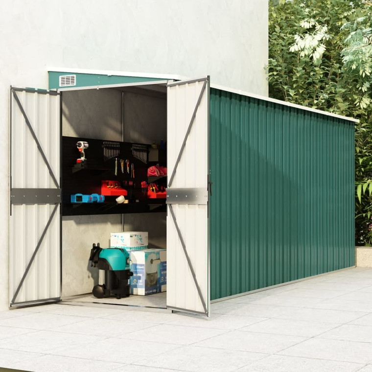 Wall-mounted Garden Shed Green 46.5"x150.4"x70.1" Galvanized Steel A949-316229