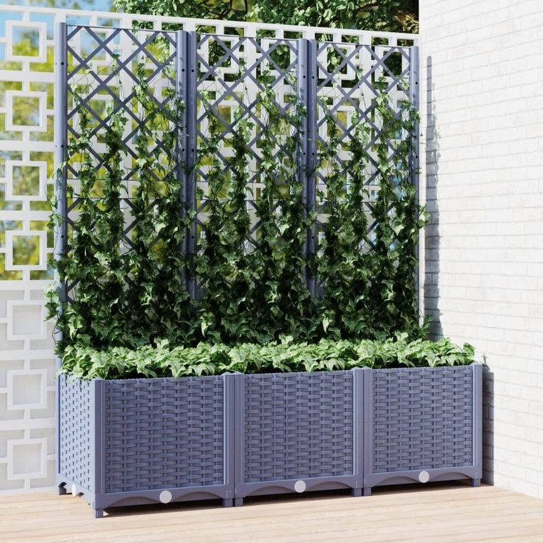 Garden Planter with Trellis Blue Gray 47.2"x15.7"x53.5" PP A949-318253