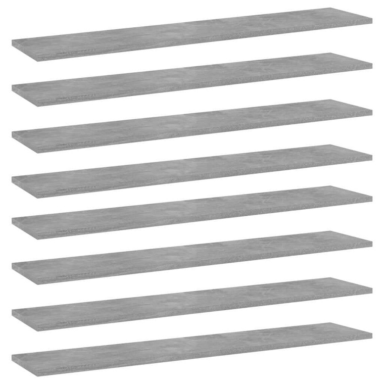  Bookshelf Boards 8 pcs Concrete Gray 39.4"x7.9"x0.6" Engineered Wood A949-805387